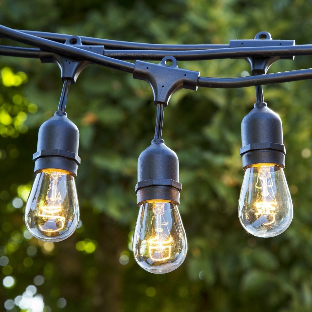 Bioluz LED Outdoor String Lights, 49Ft LED Weatherproof Connectable String Li...