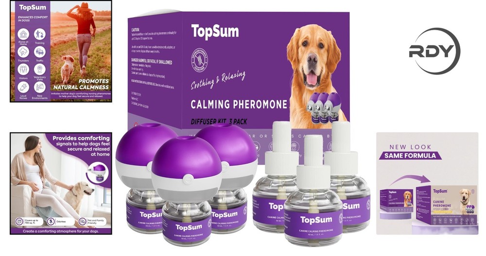 Gentle Dog Calming Diffuser Kit: 3 Diffusers + 3 Refills for Stress Relief