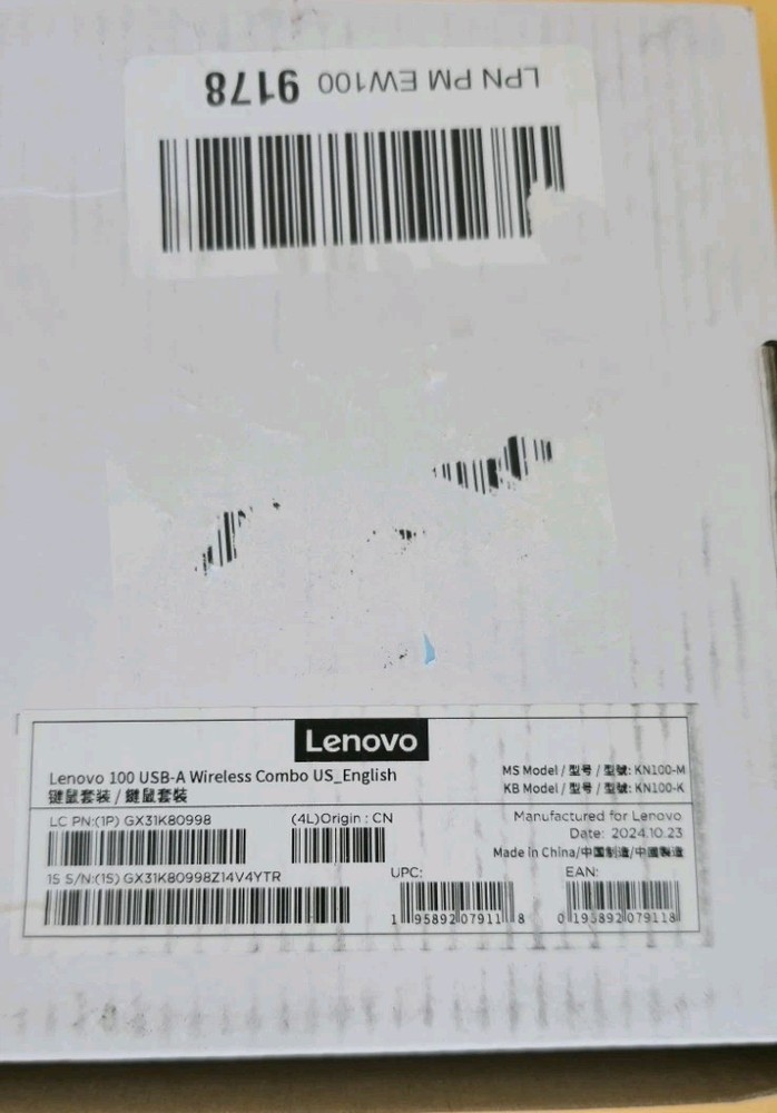 Lenovo 100 USB-A Wireless Combo, New