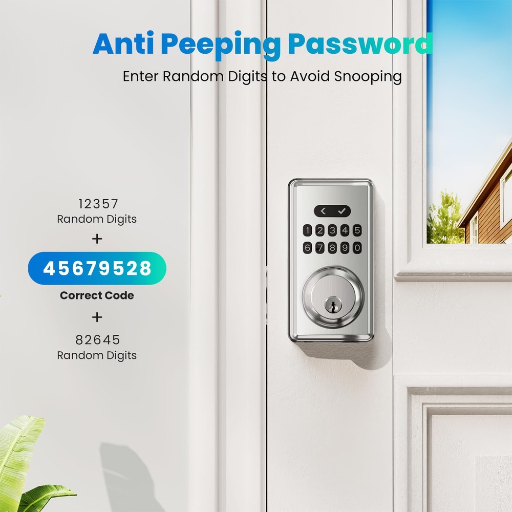 Keyless Entry Door Lock Deadbolt with Keypad, Digital Smart Locks with Code, ...