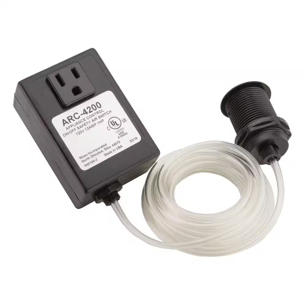 Garbage Disposal Air Switch Controller Base Unit with Chrome and Spot Resist Bru