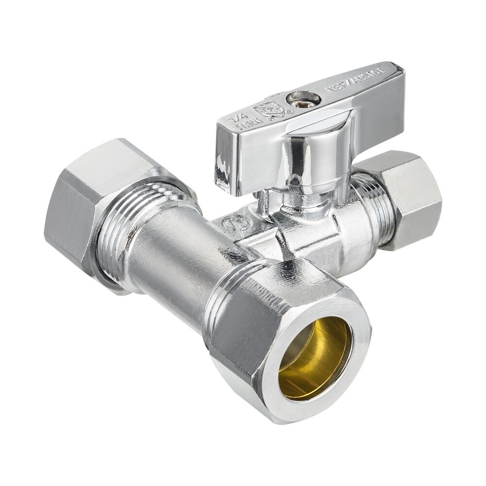 EFIELD 1/4-Turn Stop Tee Valve Compression 1/2" NOM (5/8" OD)x 1/2" NOMX 3/8"