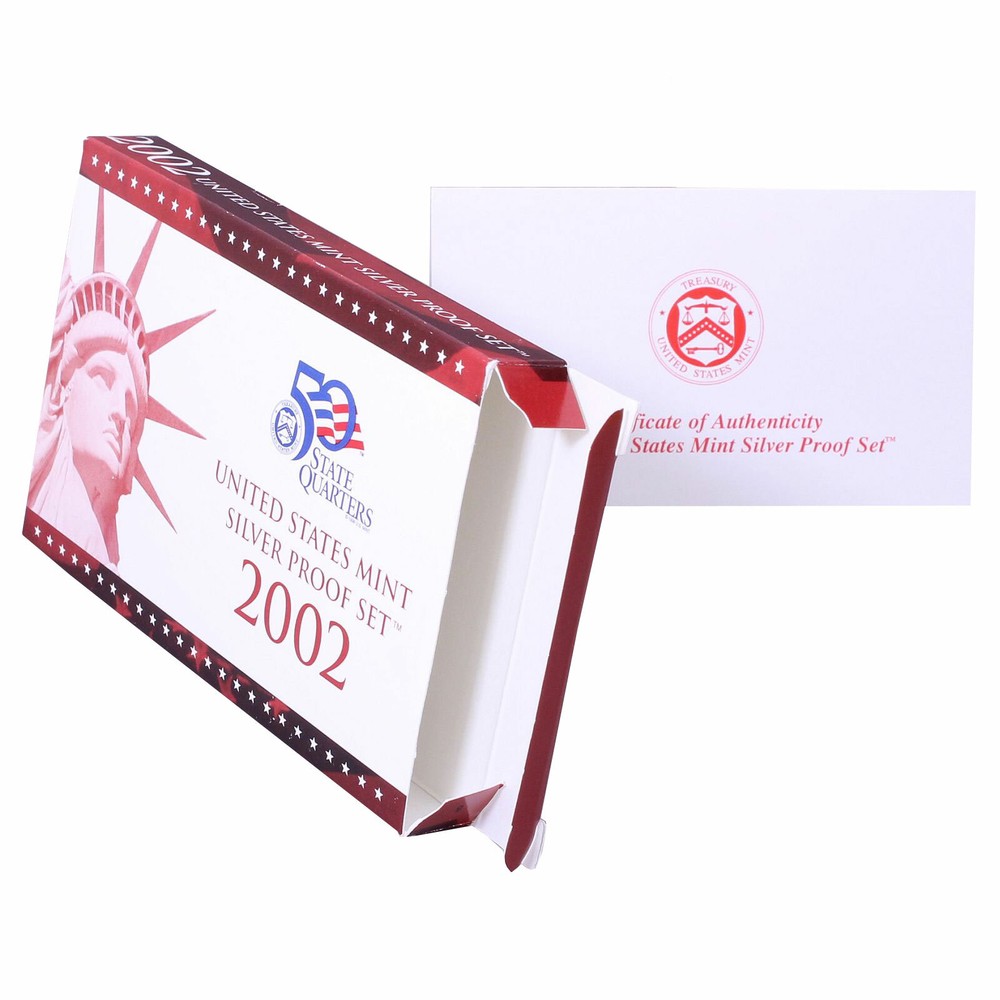 Empty Packaging Replacement Silver Proof Set Box & COA No Coins 2002