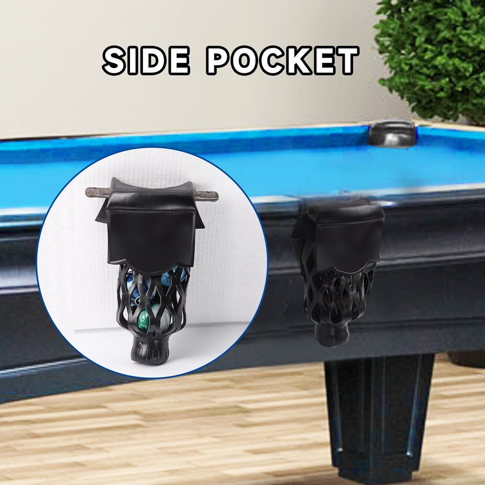 Set of 6 PU Leather Billiard Pool Table Pockets. Replacement Web Drop Bag Set