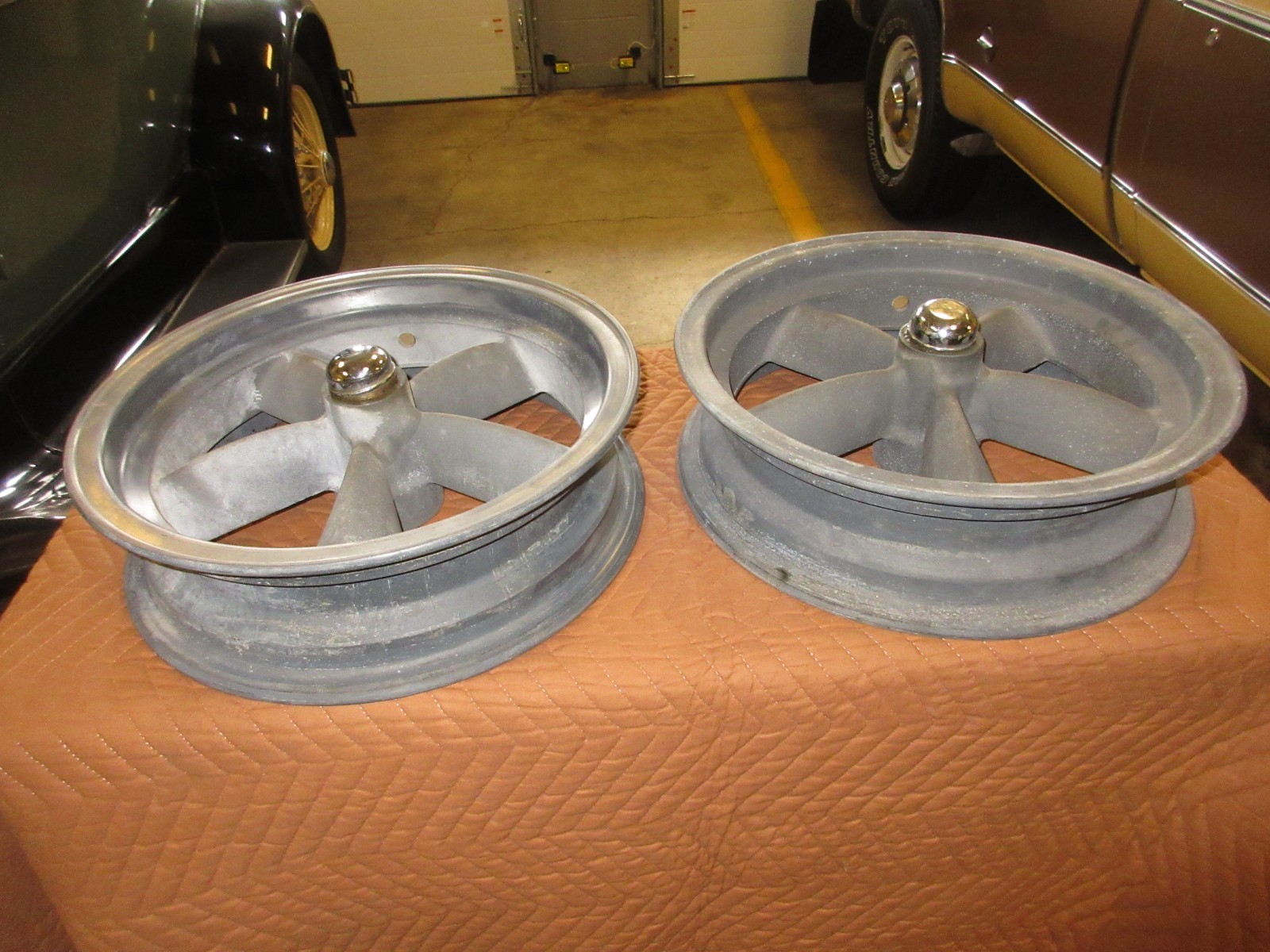 MAGNESIUM WHEEL DRAG STRIP RACE CAR SPINDLE MOUNT 15X4 HISTORIC 1959 Orig. Boxes