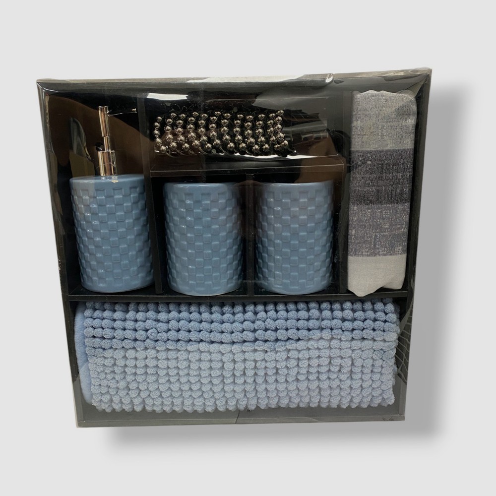 Pure Bath Blue Chambray Stripe 17-Pc. Bath Set