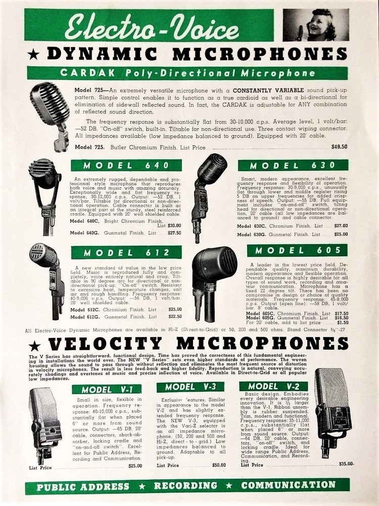 Vintage RARE 1940's Electro Voice 630 dynamic microphone w 423 stand display #2