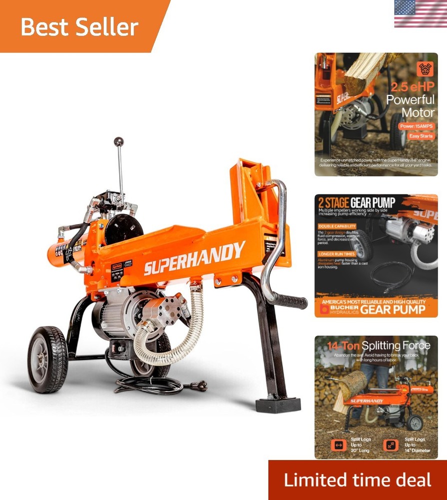 Eco-Friendly Electric Log Splitter - 14 Ton Capacity with Efficient Rapid Return