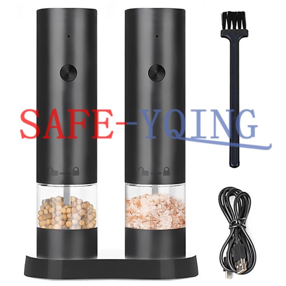 Electric Salt and Pepper Grinder Set with Rechargeable Base Mill-Adjustable