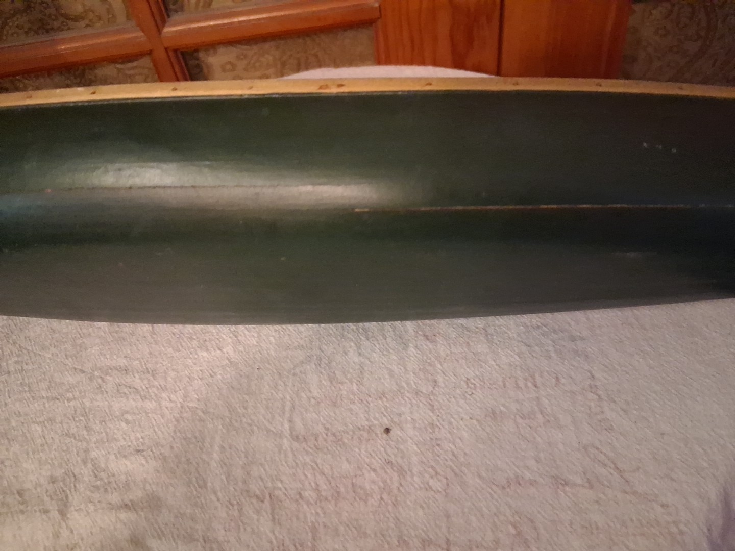 Vintage AM Wooden Large 27" Canoe Model~2 Paddles & Stand~Original Box