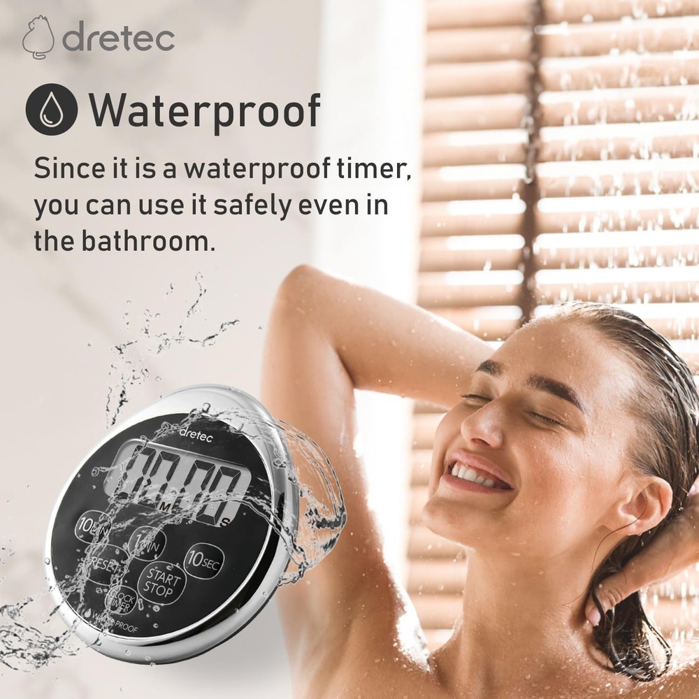 Digital Timer Water Proof Shower Timer Shower Clock Bathroom Magnetic Backing...