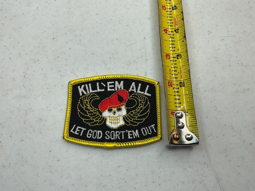 Kill Em them All Let God Sort Em Out Embroidered Skull Patch