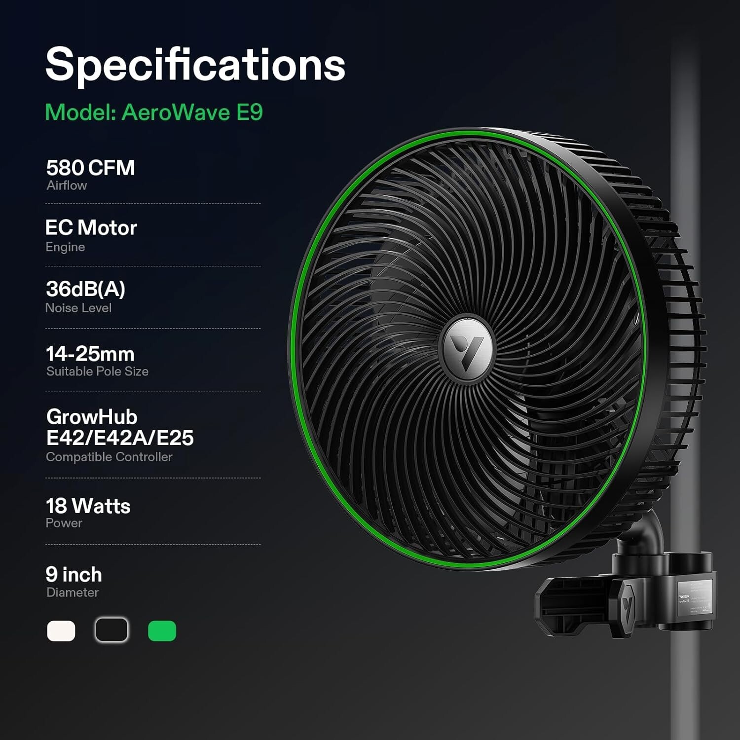 AeroWave E9 Clip-on Fan Air Circulator with Auto Oscillation