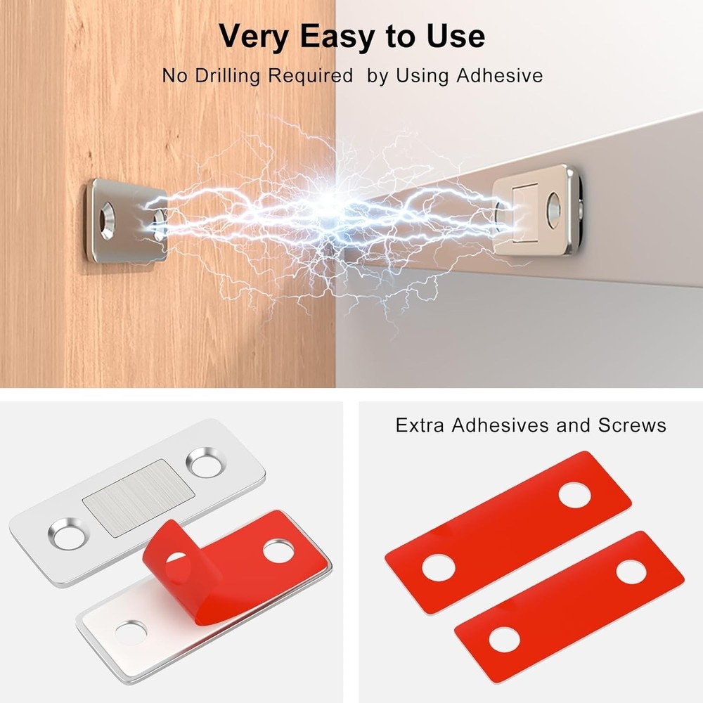 Self-Adhesive Magnetic Door Catch 4-Pack – Stylish & Secure Closure Solution