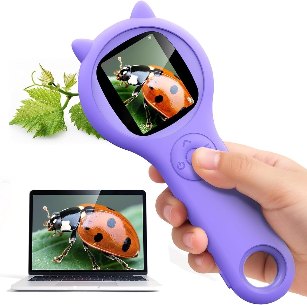 Portable Educational Microscope - 500X Magnification for Young Explorers, Purple