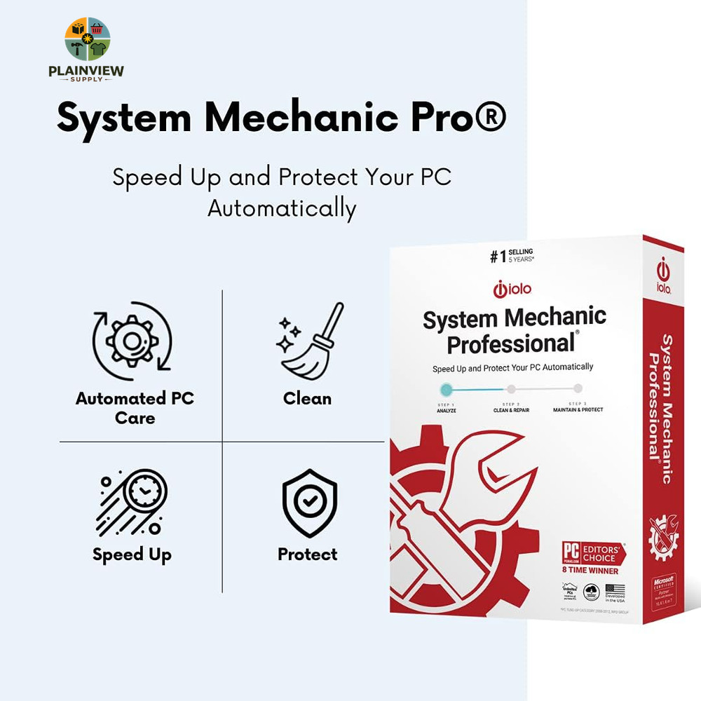 - System Mechanic Pro, Computer Cleaner for Windows, Blocks Viruses and Spyware,