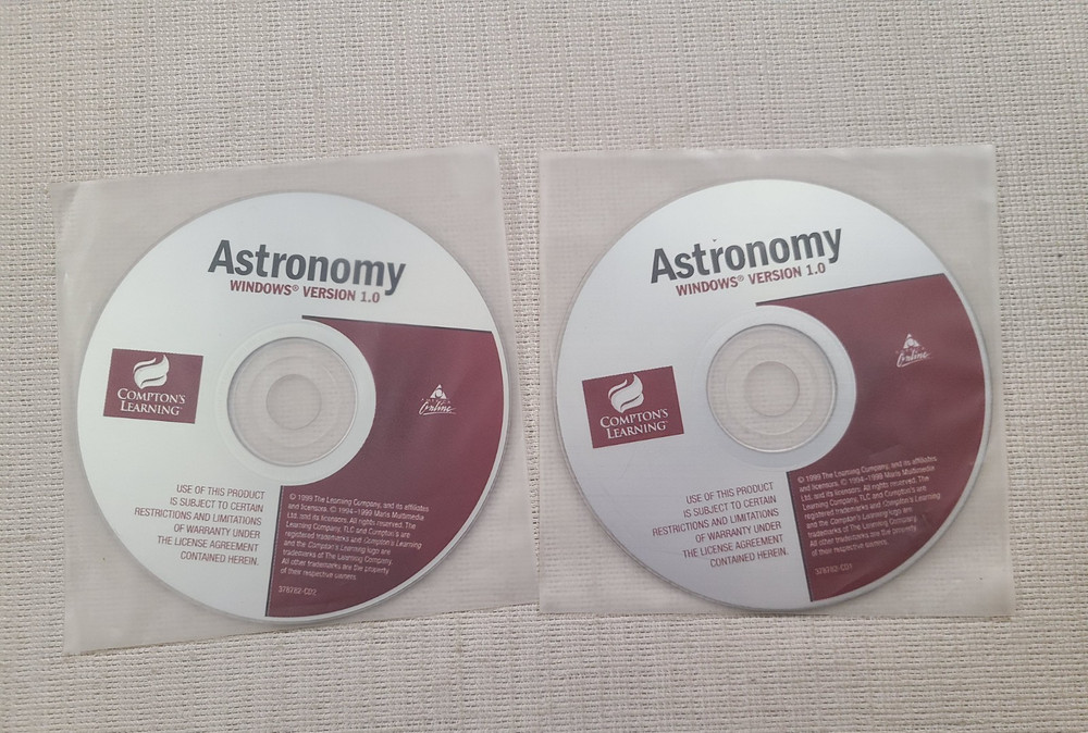 Astronomy Windows Version 1.0 PC CD ROM-1999 Compton's Learning disc 1 and 2 NEW
