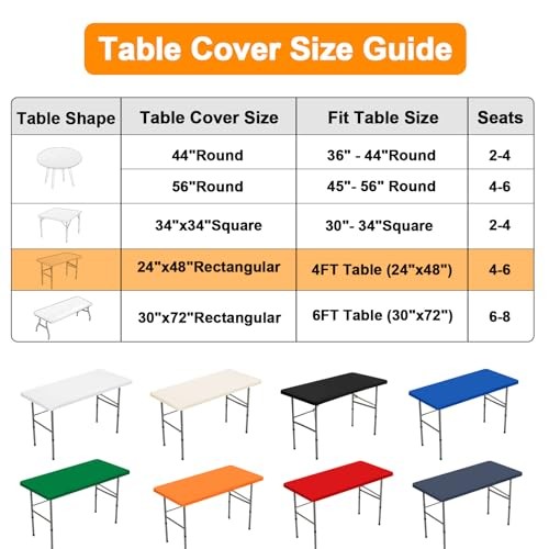 2 Pack Rectangle Fitted 4ft Table Cover – Rectangular 24" x 48" (2Pack) Black