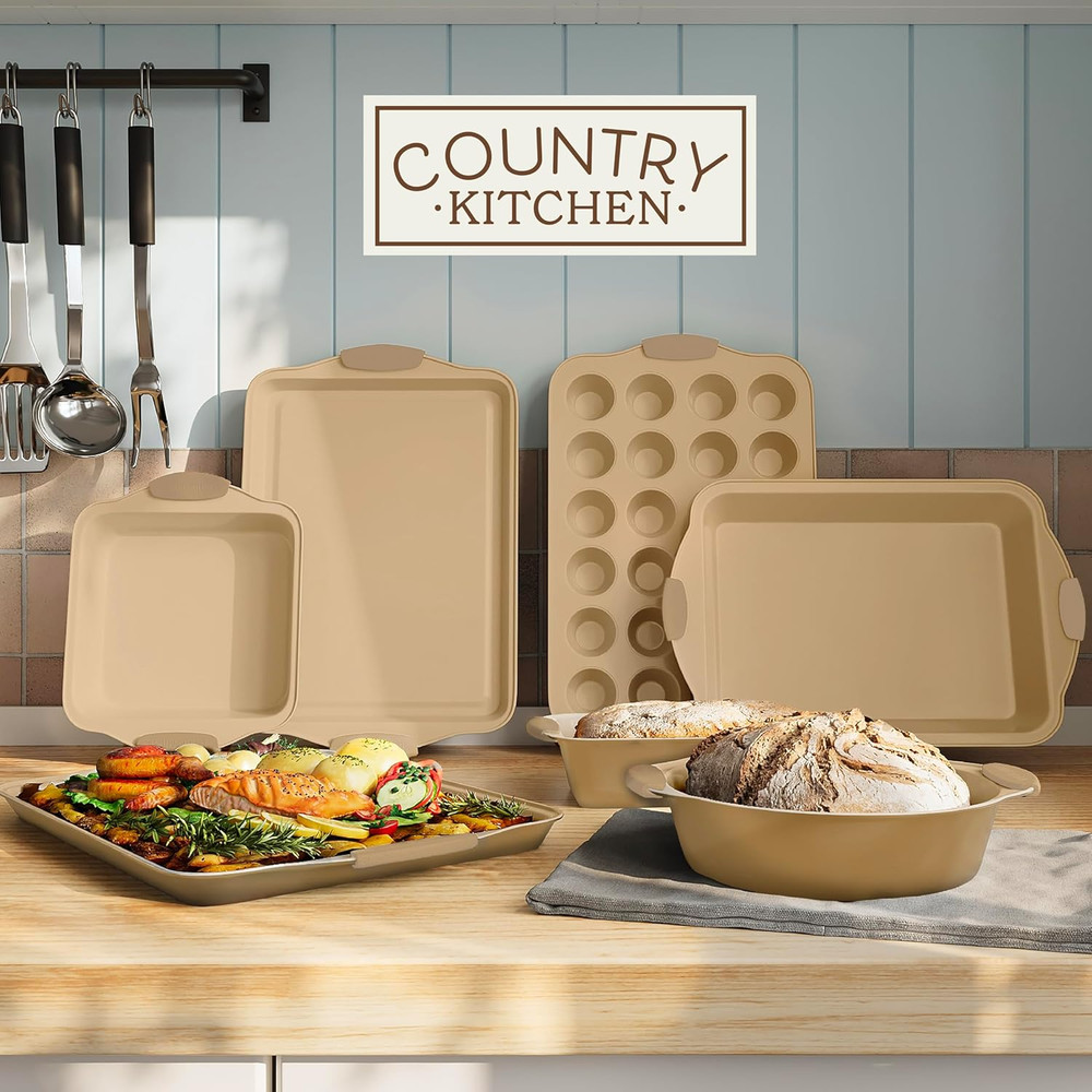 Nonstick Stackable Bakeware Set - Heavy Duty, Durable, Easy Release Baking Set,