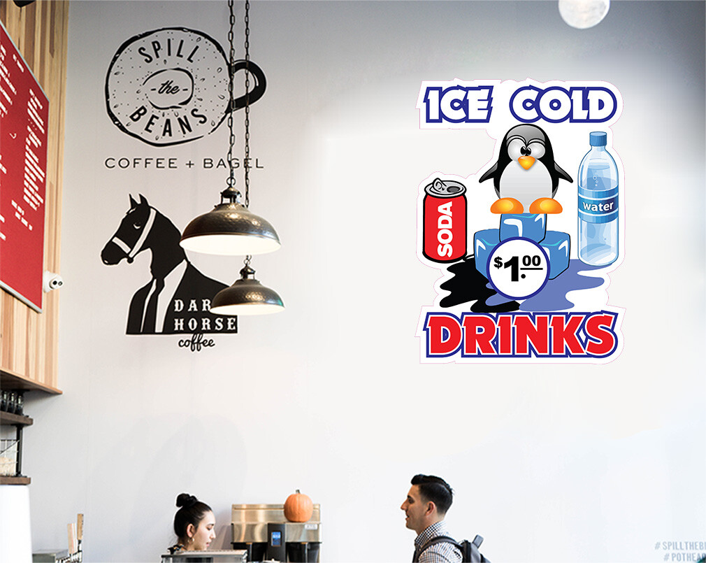 Food Truck Decals Ice Cold Drinks Style G Restaurant & Food Concession Sign Blue