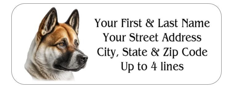 150 Akita Dog Mailing Return Address Labels Personalized