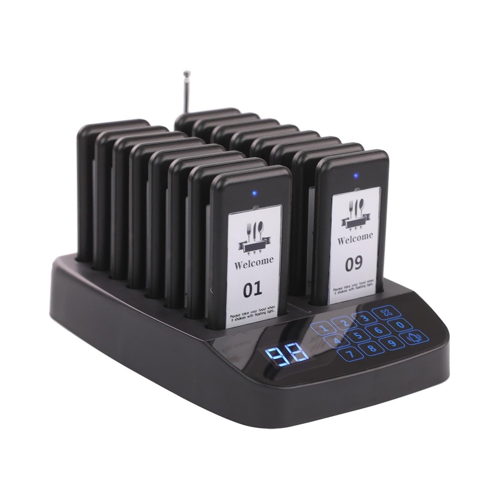 Restaurant Pager System, 16 Wireless Beepers, Touch Screen Keyboard Calling C...