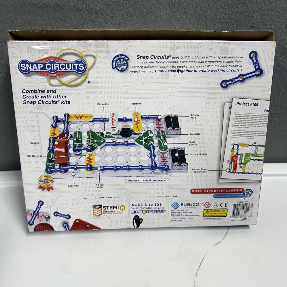 Snap Circuits Classic SC-300 Electronic Projects Learning Kit Toy STEM Ages 8+
