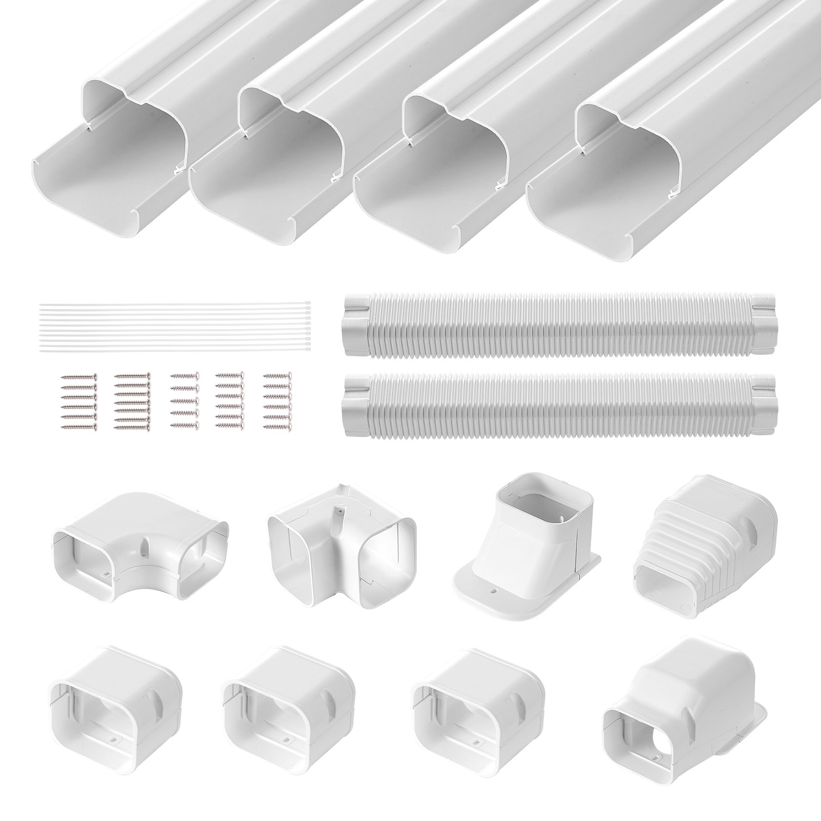 3" W 17.6Ft Line Set Cover Kit For Mini Split/Central Air Conditioner PVC
