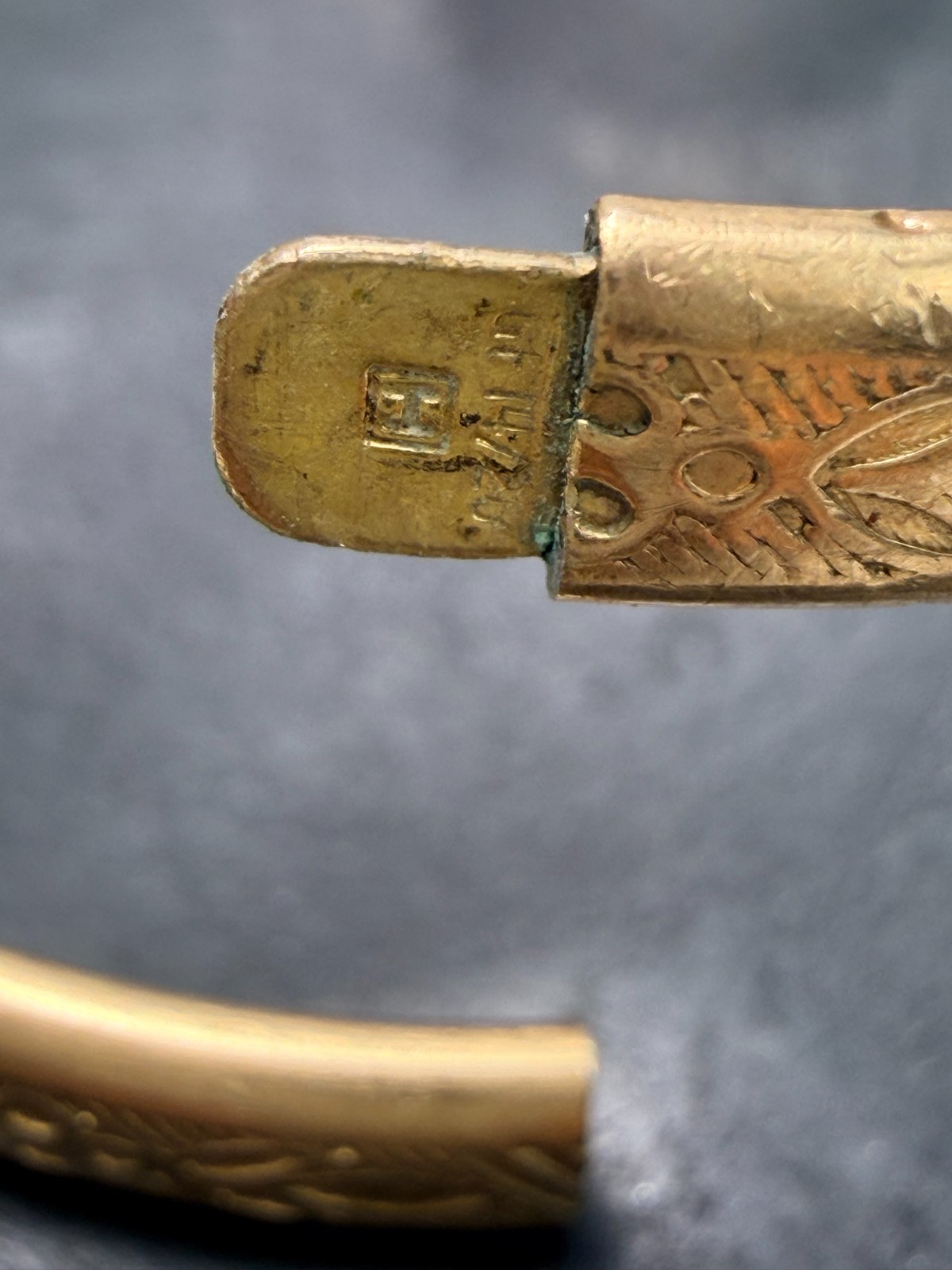 Antique Victorian Baby Bangle Bracle Gold Filled H Floral Engraved