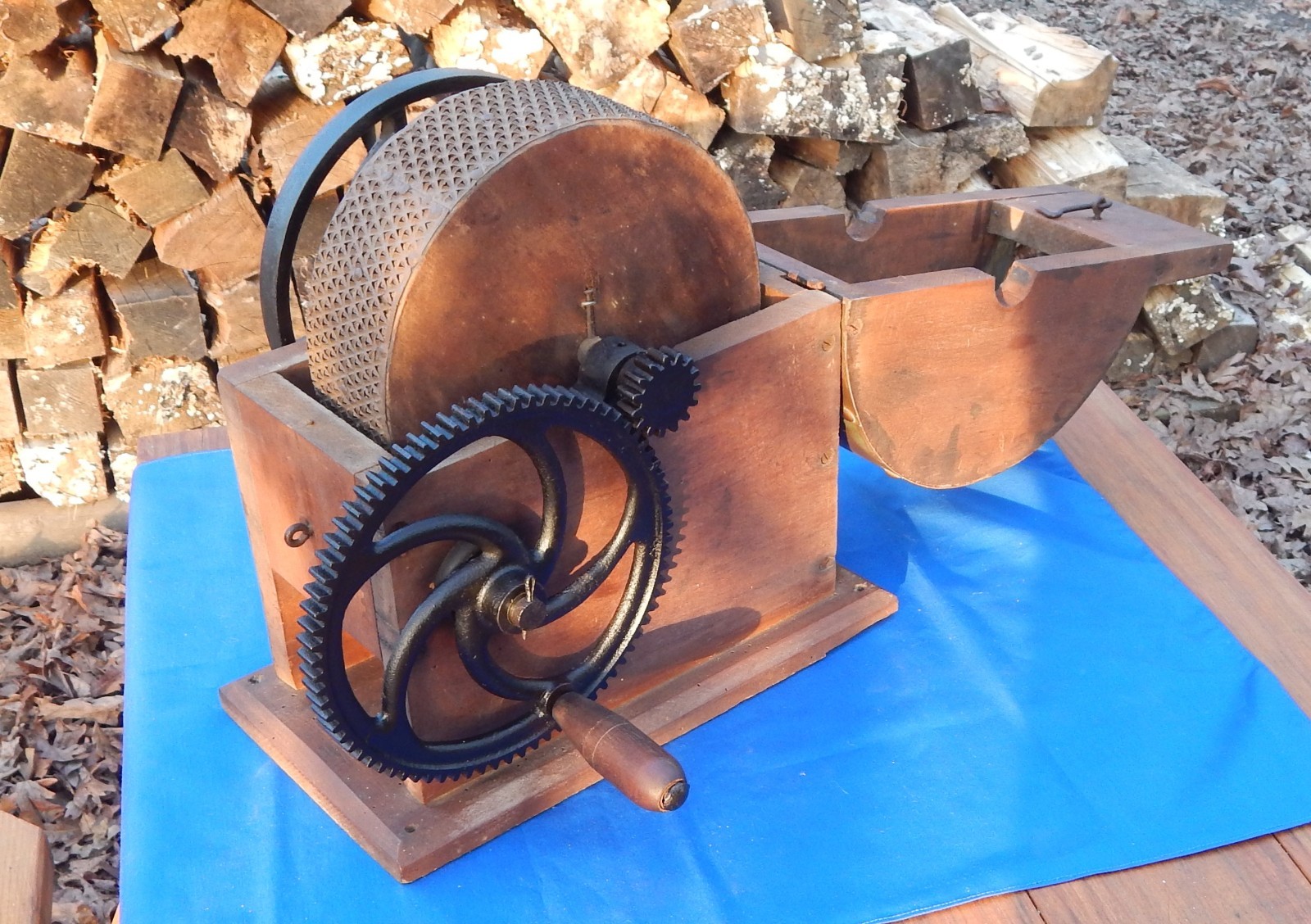 1800s Horseradish/Hard Cheese Grinder - Brass, Cast Iron and Wood