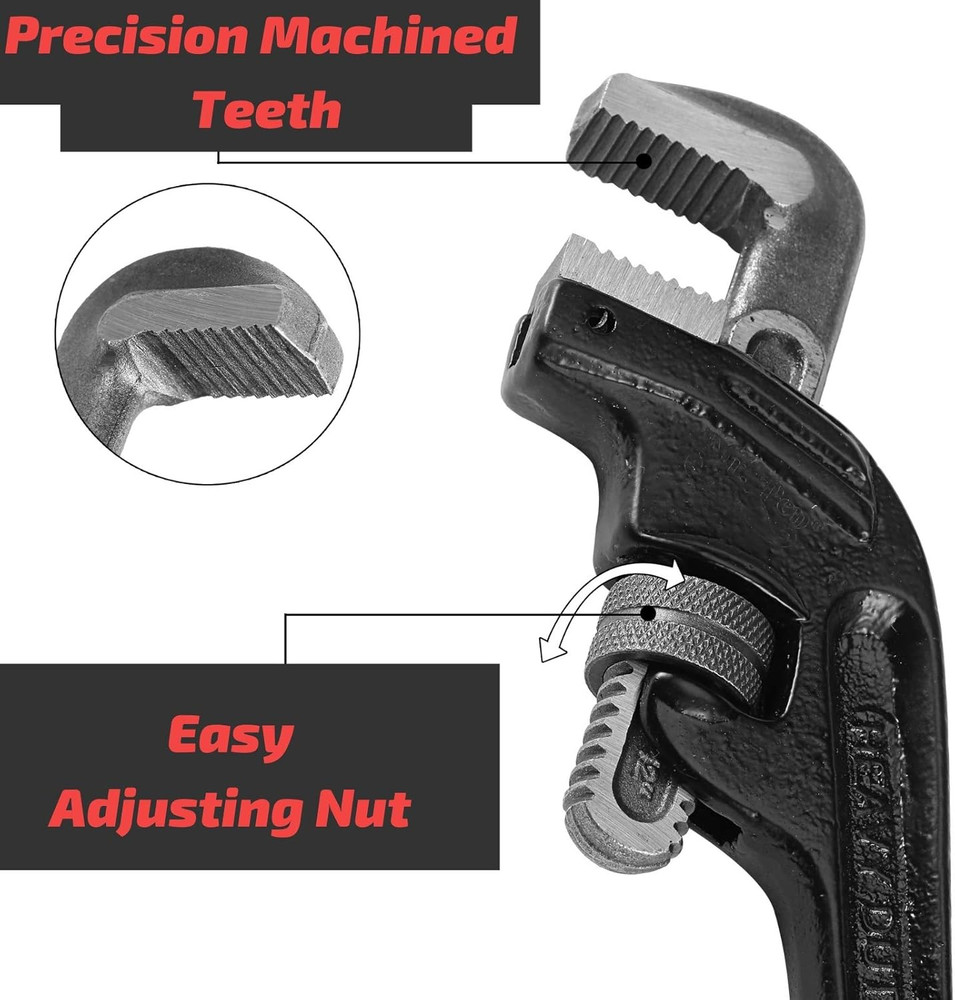 - End Pipe 12 Inch Offset Plumbing Tools, Pipe Wrench, Large , Smooth