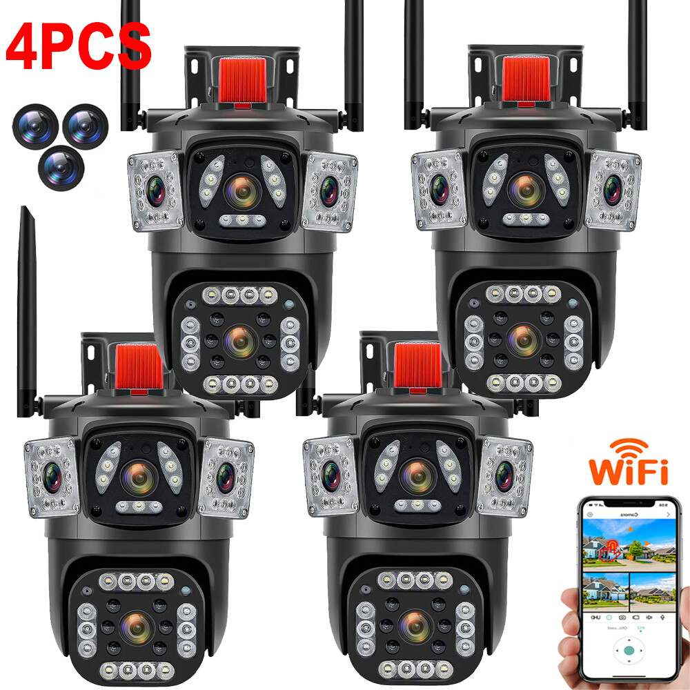 4PCS 2 Lens HD 9MP WiFi IP Camera Wireless Outdoor CCTV PTZ Home Security IR Cam