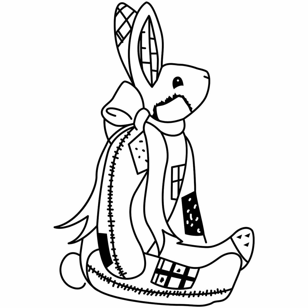 Patchwork Bunny Art Rubber Stamp