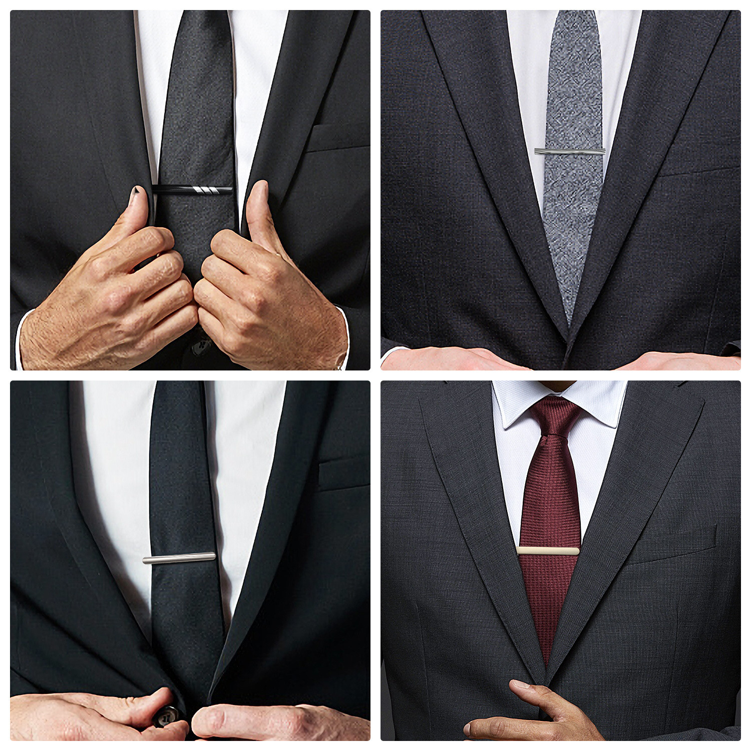 4pcs Tie Clip for Men Simple Mens Tie Bar Set for Father Husband Casual Wear