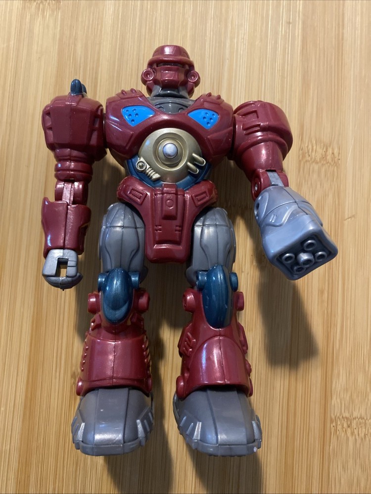 Hap P Kid Mars Robot Attack 7” Maroon Light Up Walking Action Figure Untested