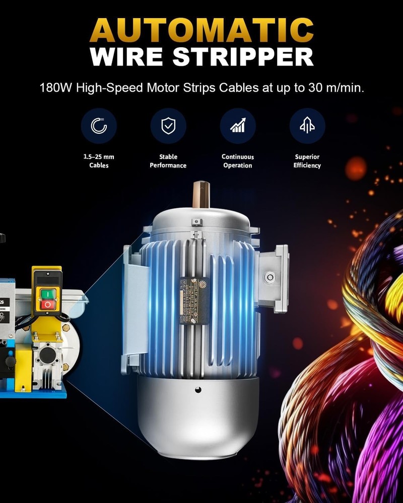 180W Electric Wire Stripper Machine, 0.06"-1" Automatic Wire Stripping Machine