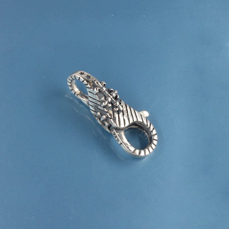 Sterling Silver Double Openings Lily Stripes Lobster Claw Clasp Connector #44072