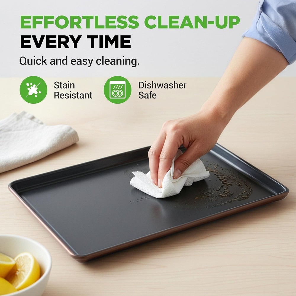 8-Piece Nonstick Stackable Bakeware Set - PFOA, PFOS, PTFE Free Baking Tray S...