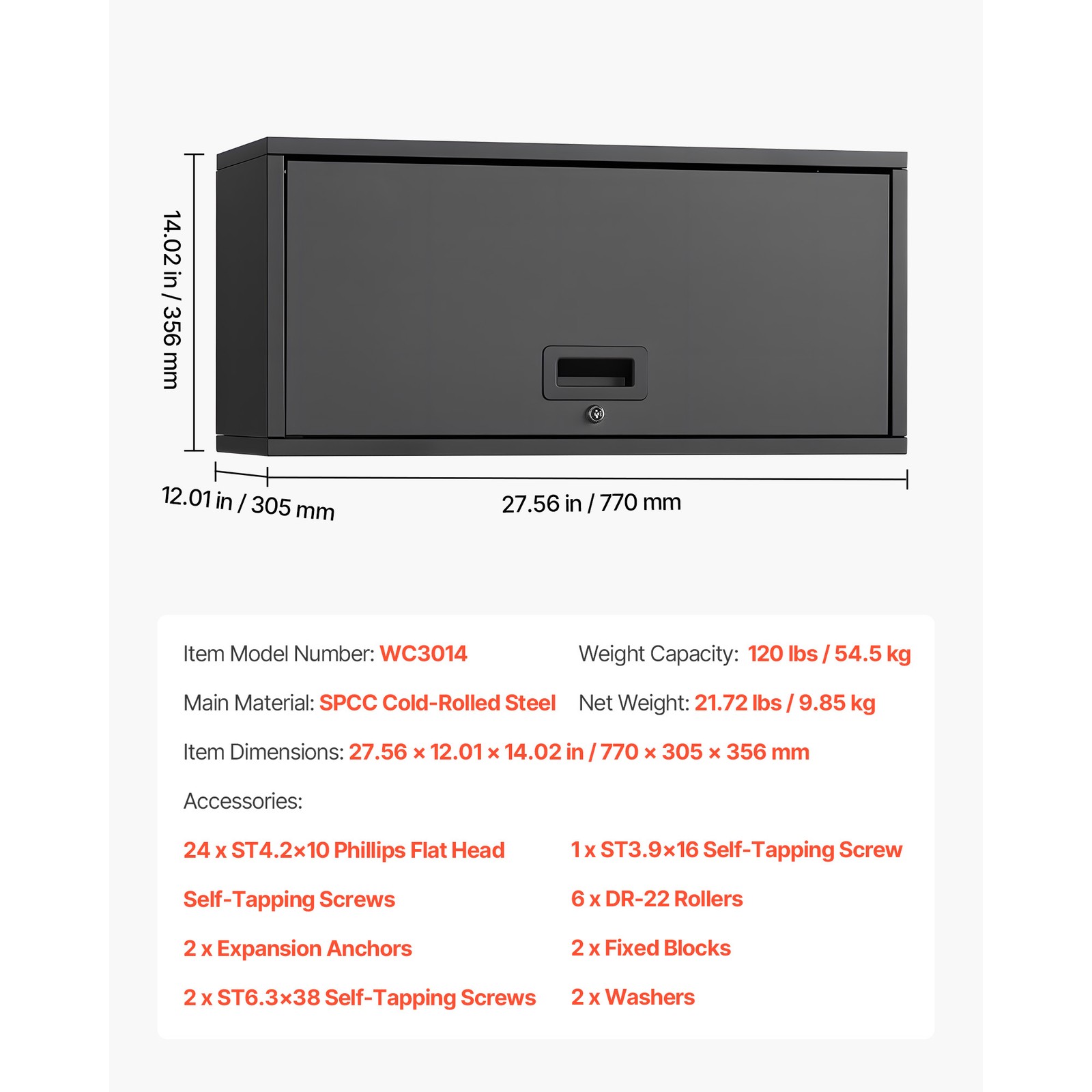 Uimoso Metal Wall Storage Cabinet with Flip-Up Door and 120 lbs Shelf Capacity