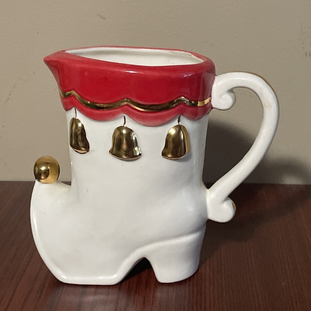 1972 Santa Boot Pitcher Ceramic 5.5” 16oz