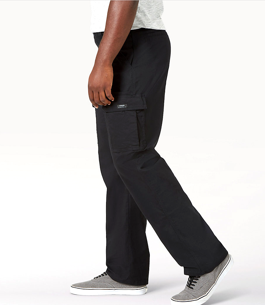 Men's Wrangler Cargo Pants w/ Stretch Black Relaxed Fit Tech Pocket CHOOSE SIZE