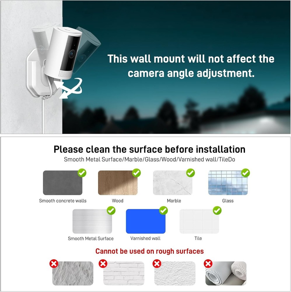 Ring Indoor Camera Wall Mount 3 Pack No Drill Adhesive Bracket