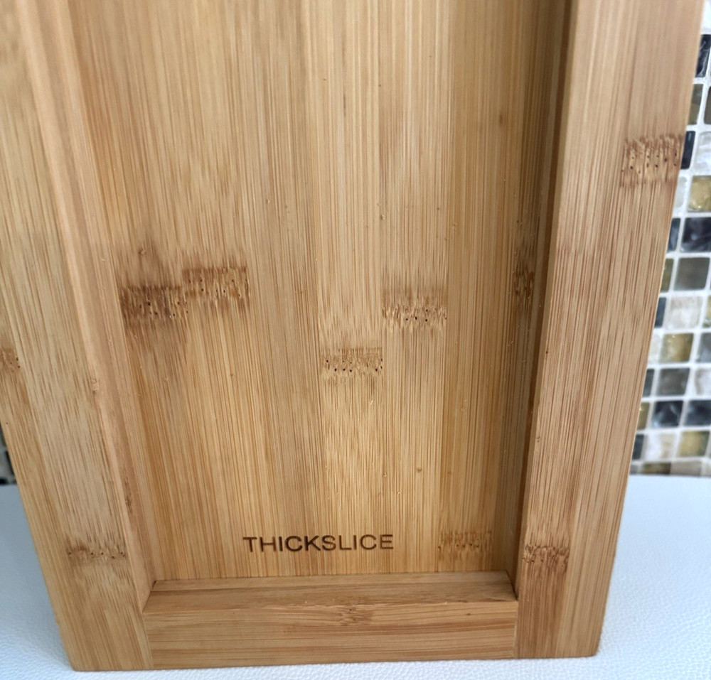 Eezi-Slice Breadboard Bread Slicer, Bamboo, Double Sided Thick/Thin NWT