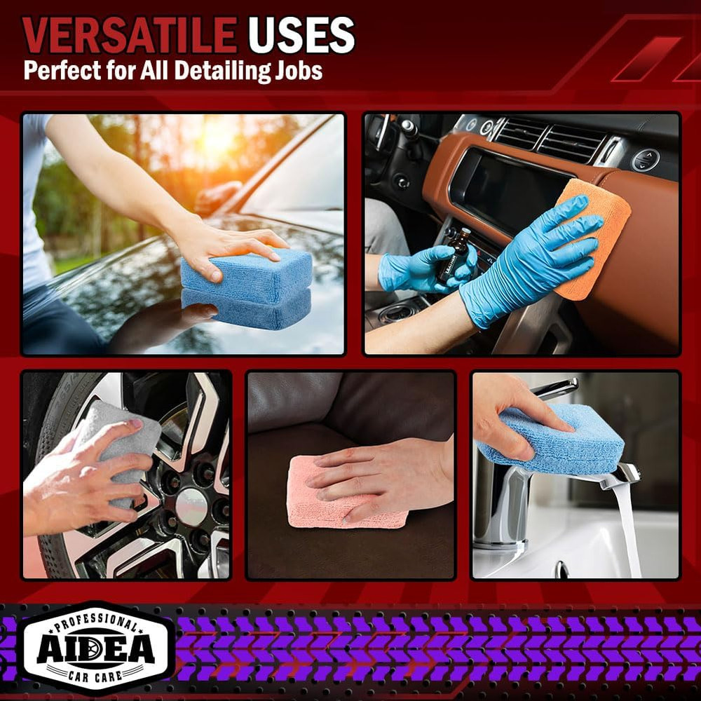 Microfiber Applicator Pad-8Pack, Car Wash Sponge, Premium Microfiber Sponge and