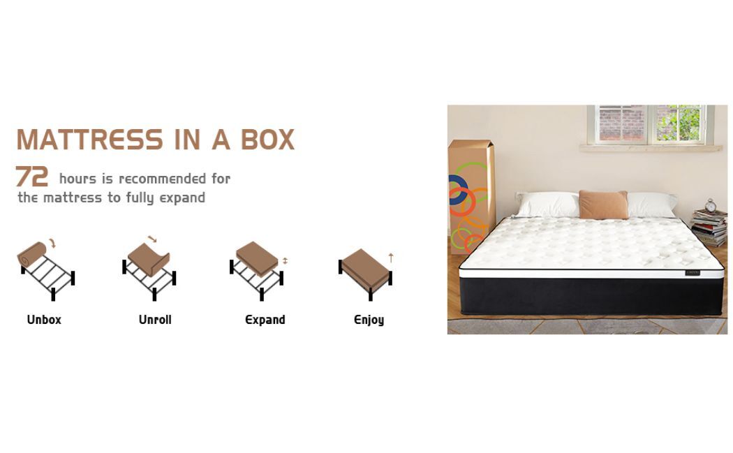 10"12"14" Twin Full Queen King Size Mattress Hybrid Foam Pocket Coils Bed In Box