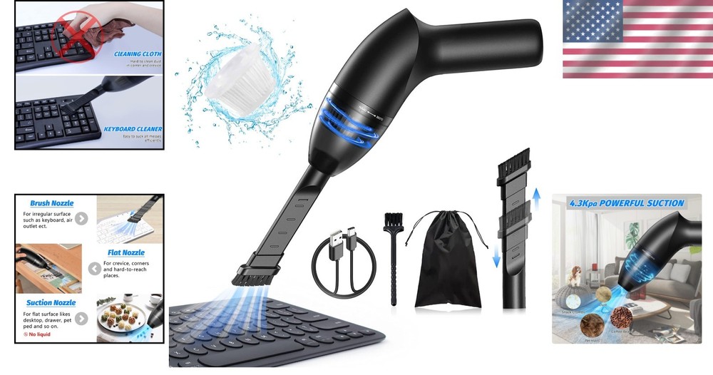 Handheld Computer Vacuum - Cordless & Reusable Hepa Filter