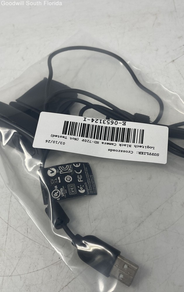 Logitech HD-720P Black USB Webcam Computer Camera Not Tested