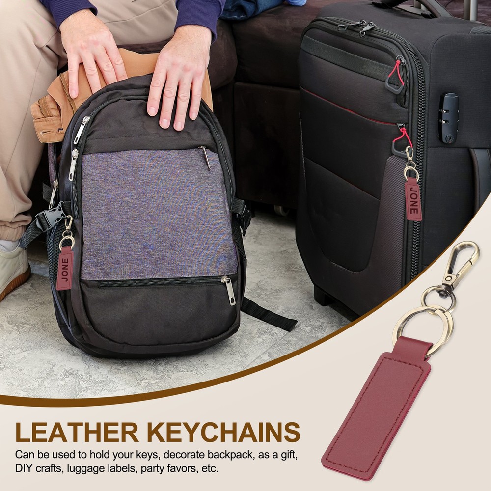 Leather Keychains, 1Pcs Leather Key Chain for Car Keychain, Dark Red