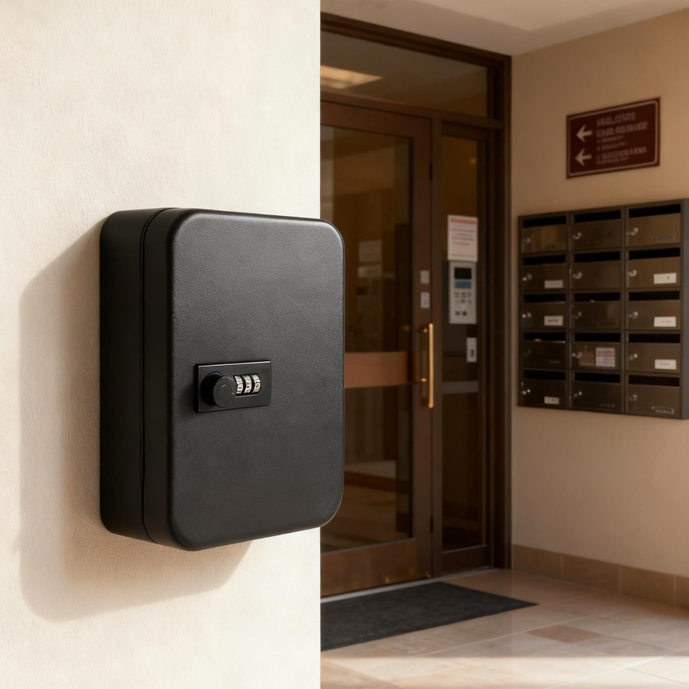 20 Key Storage Lock Box with Code, Wall Mount Metal Security Key Cabinet with...