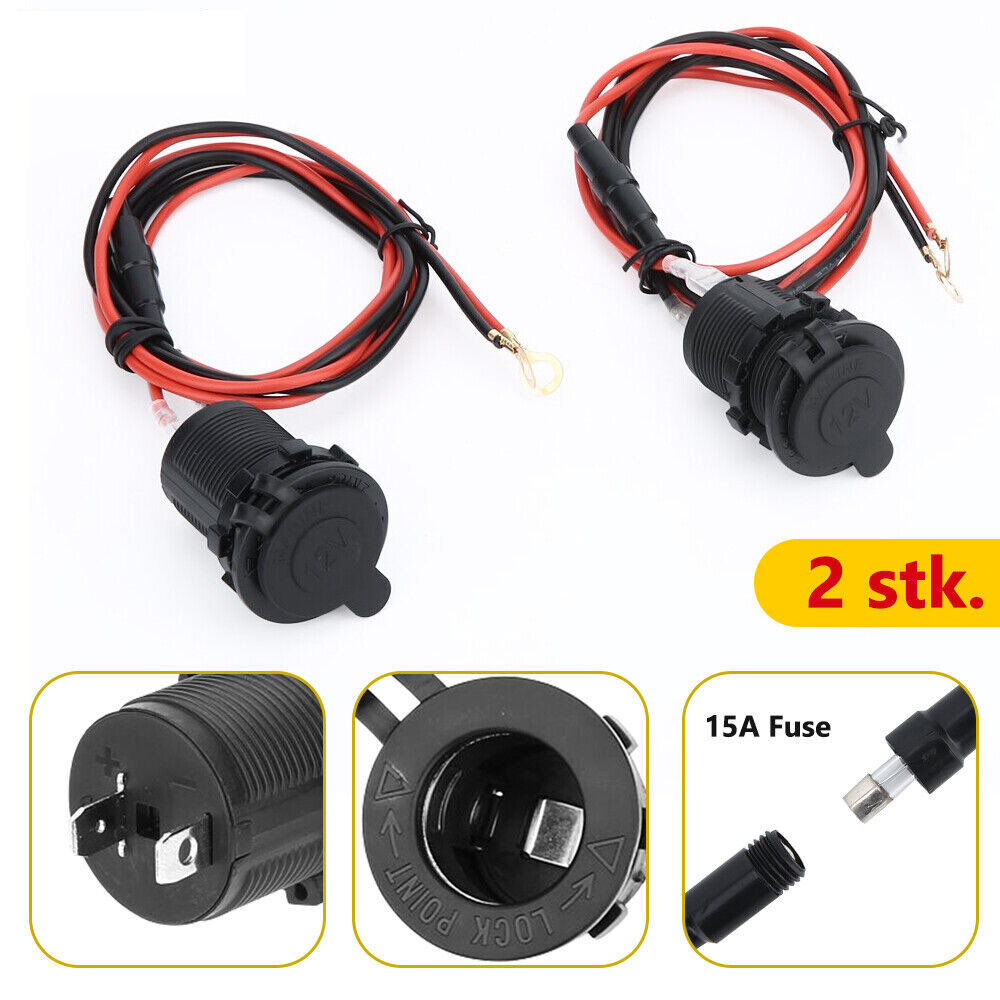 12V 24V Car Motorcycle Truck Cigarette Lighter Panel Mount Socket Waterproof 15A